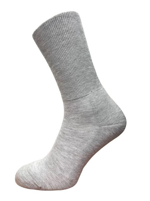 wide fit mid calf socks grey cushioned sole gentle elasticated top