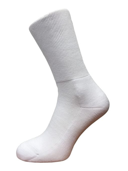 white mid calf cushioned sole socks wide fit available