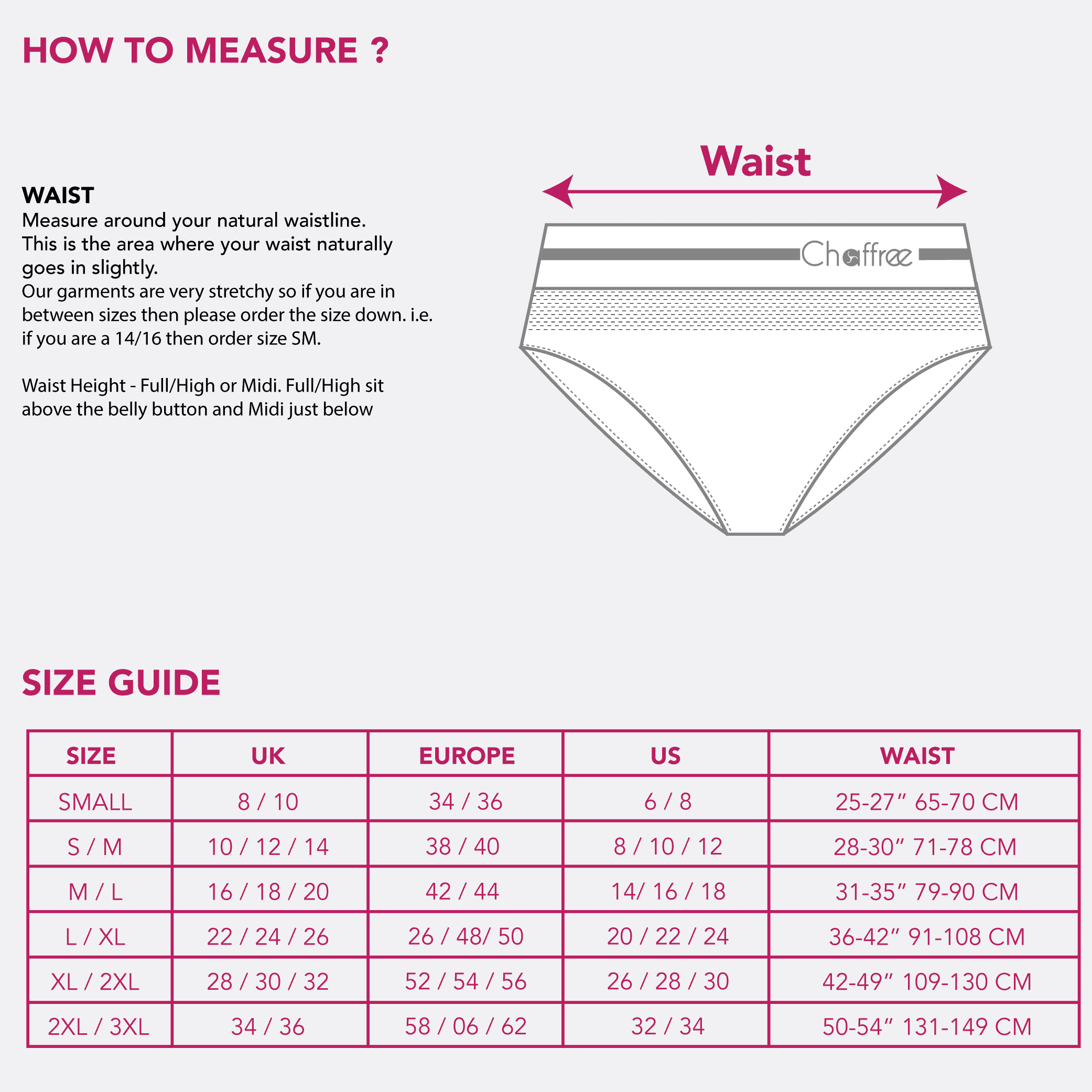 Renoma Size Chart