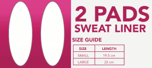 size guide sweat liner PADS