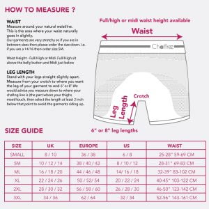 Chaffree Knickerboxers Size Chart
