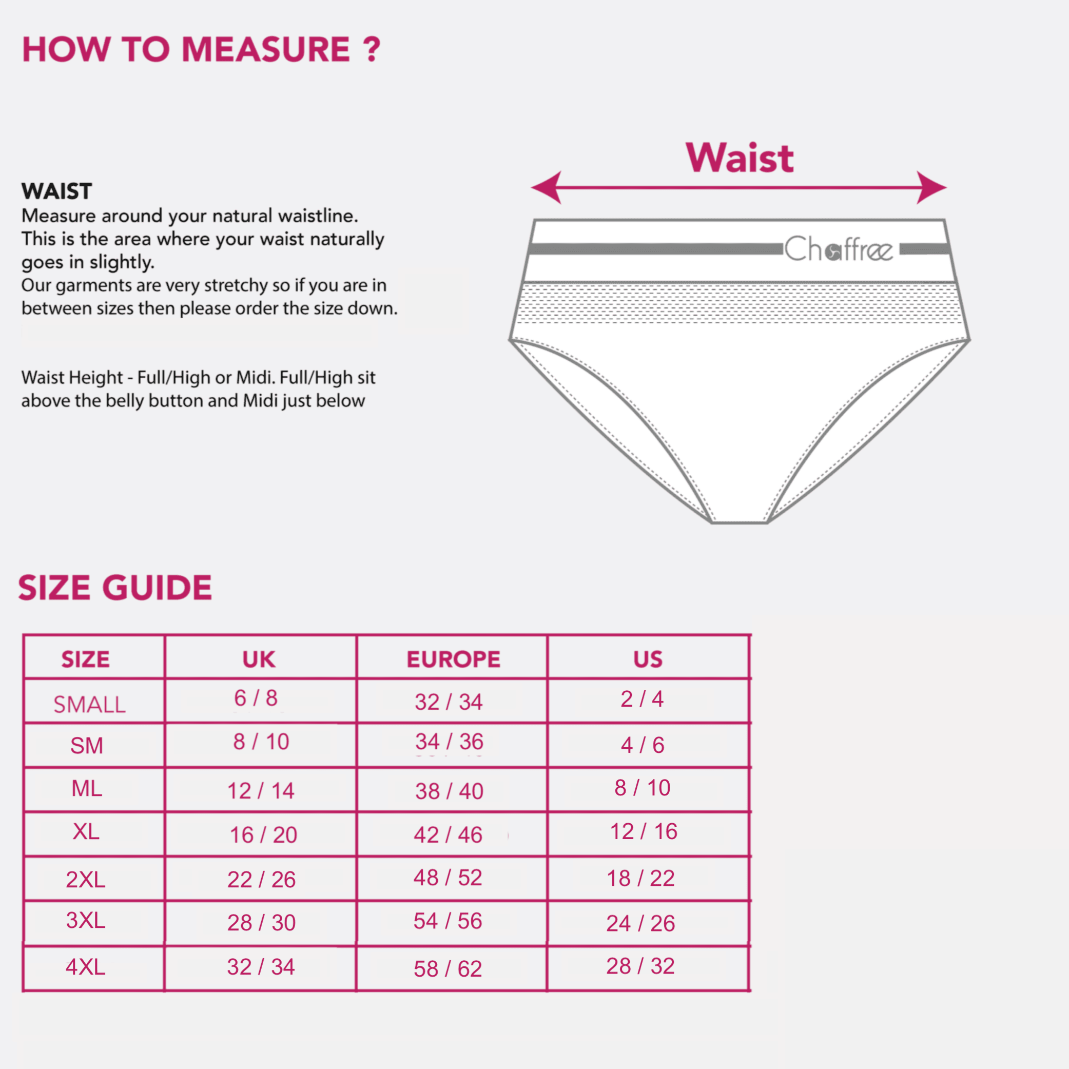 new size chart BRIEFS » Chaffree